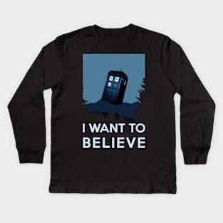 I want to believe - dreams of time travel, Tardis Kids Long Sleeve T-Shirt